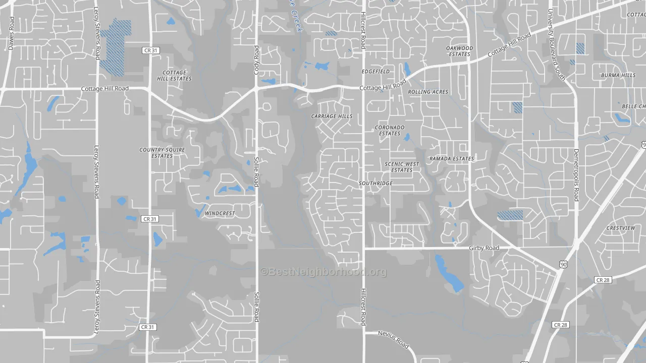 Transit Grade map of Milkhouse, Mobile, AL