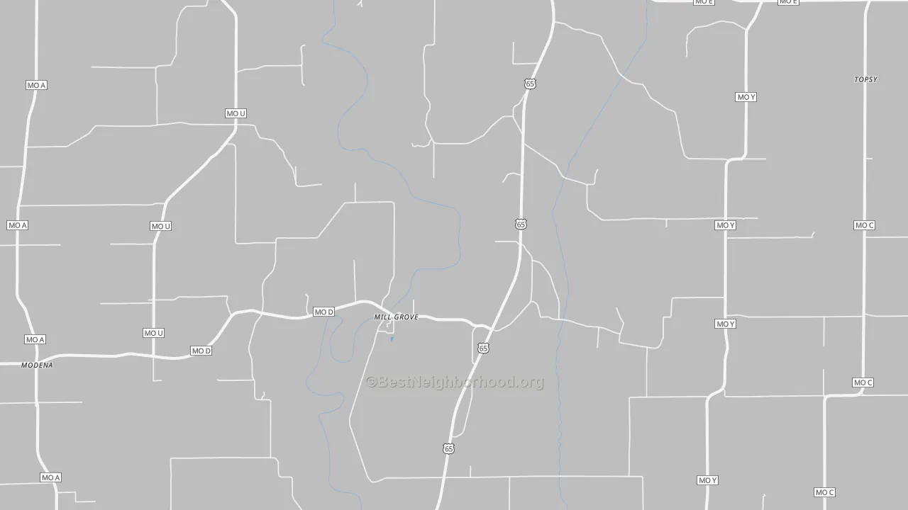 Transit Grade map of Mill Grove, MO