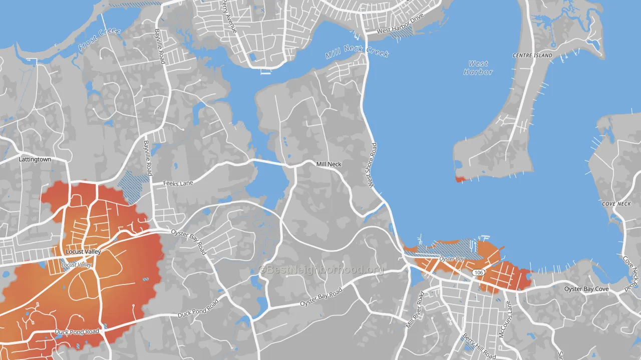Transit Grade map of Mill Neck, NY