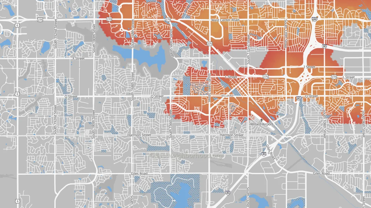 Transit Grade map of Millard, Omaha, NE