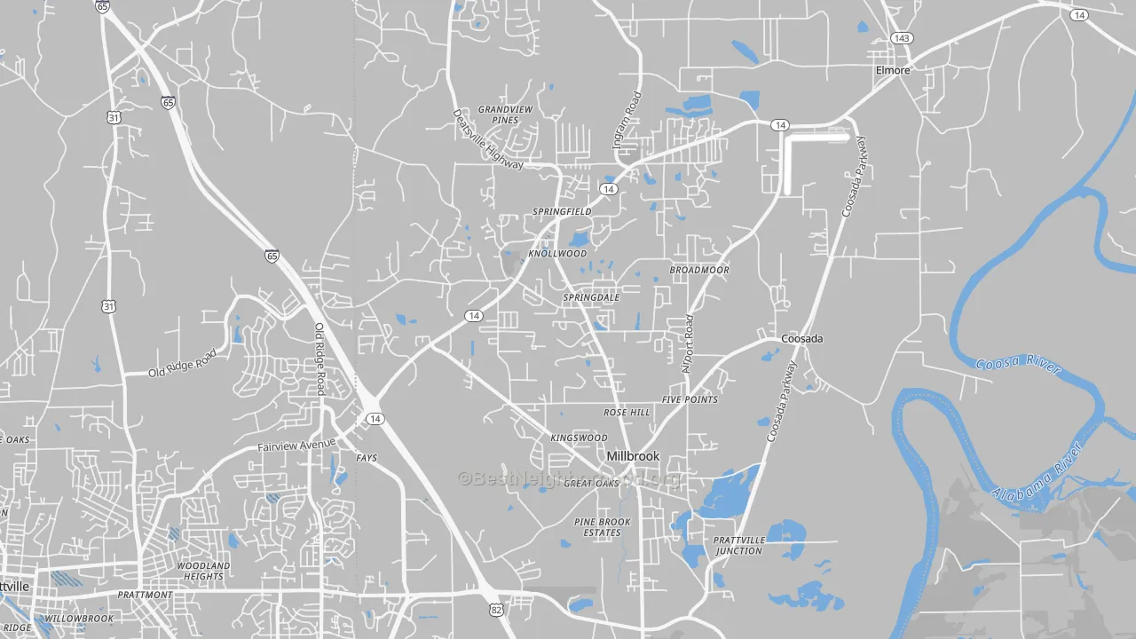 Transit Grade map of Millbrook, AL