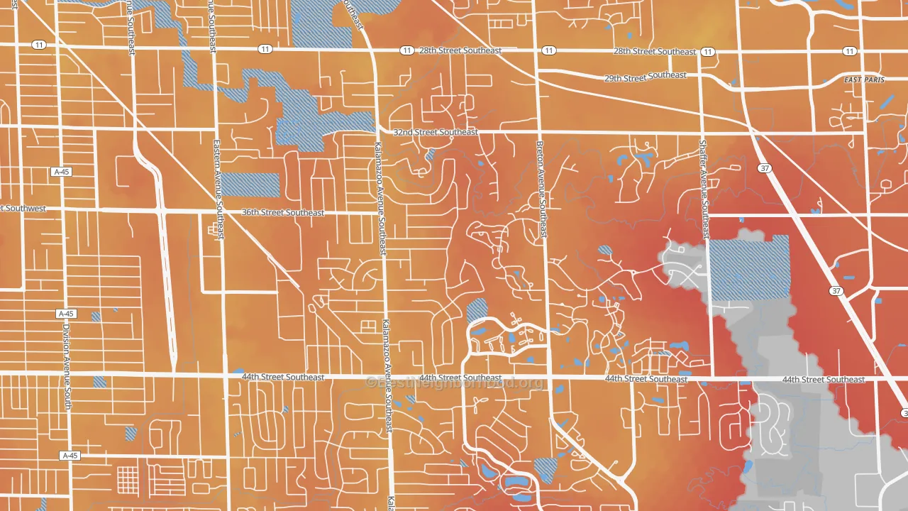 Transit Grade map of Millbrook, Grand Rapids, MI