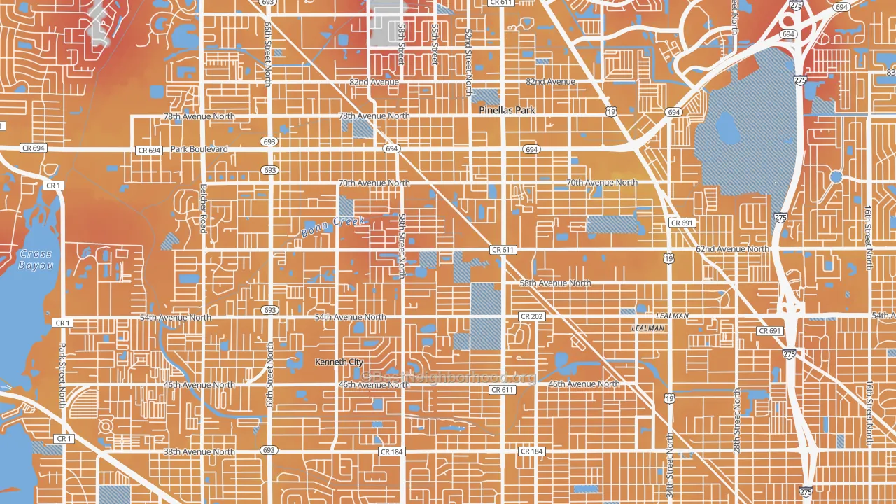 Transit Grade map of Millbrooke Ranch, Pinellas Park, FL