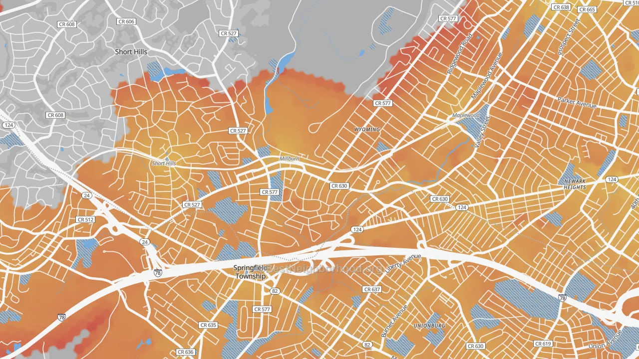 Transit Grade map of Millburn, NJ