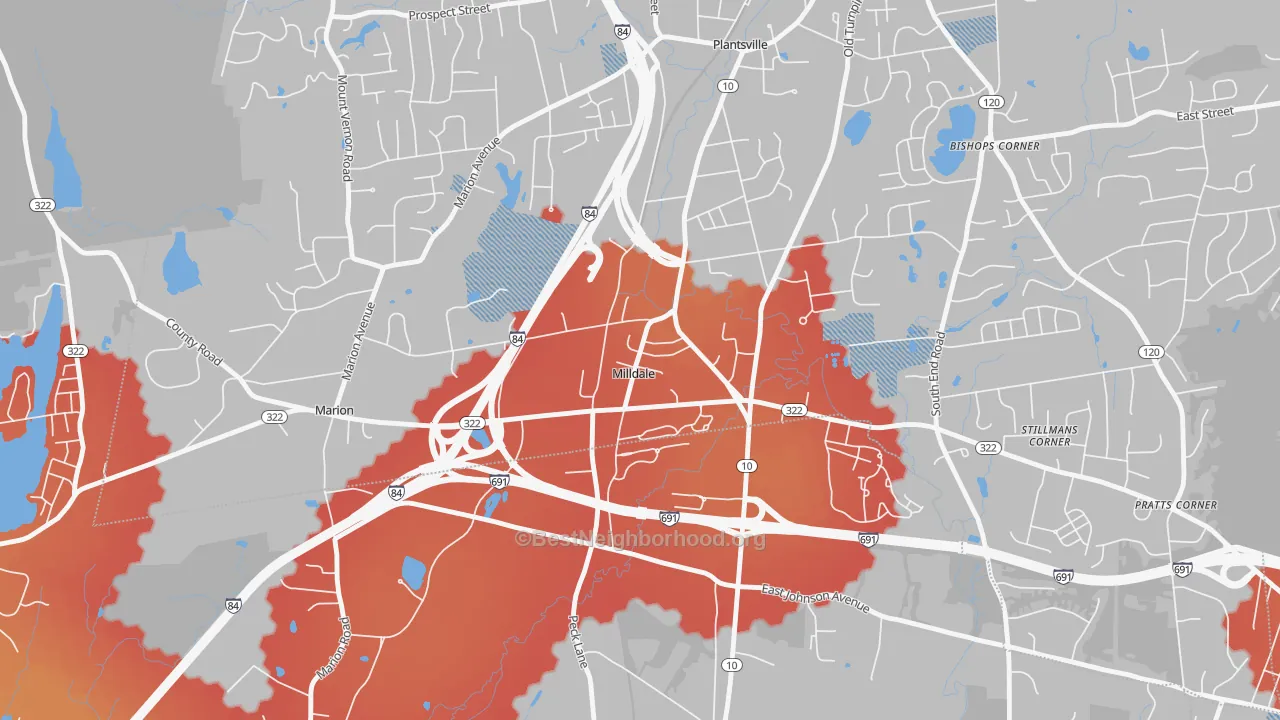 Transit Grade map of Milldale, CT