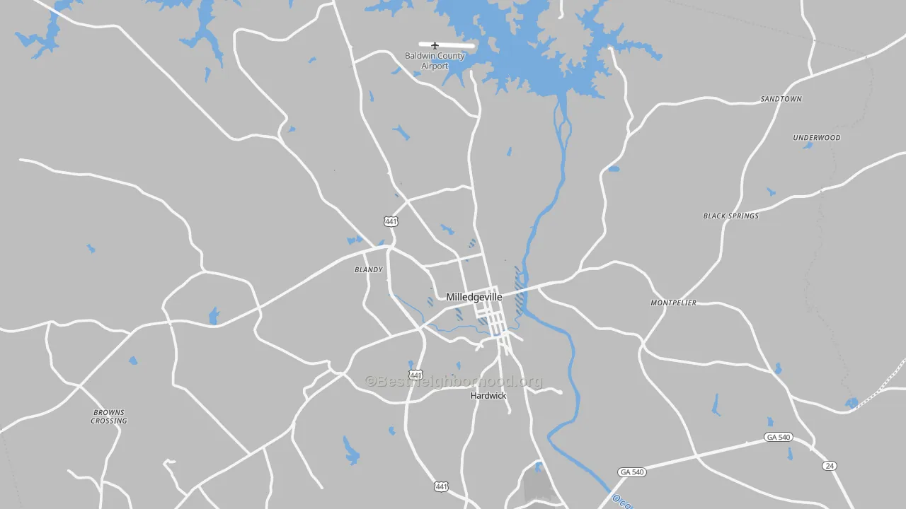Transit Grade map of Milledgeville, GA