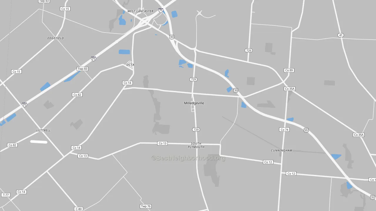 Transit Grade map of Milledgeville, OH
