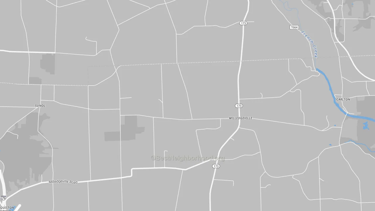 Transit Grade map of Milledgeville, PA