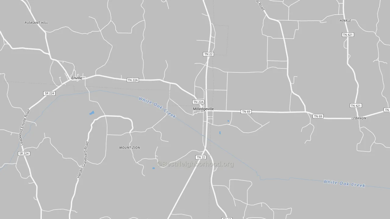 Transit Grade map of Milledgeville, TN
