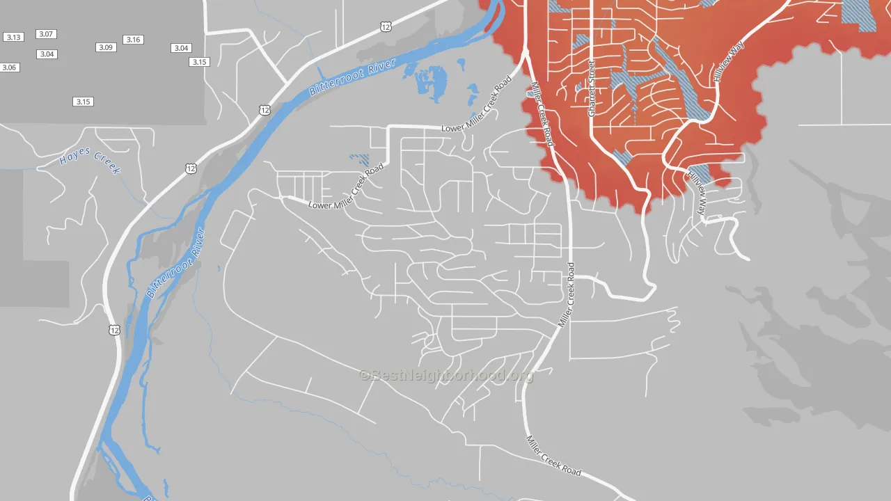 Transit Grade map of Miller Creek, Missoula, MT