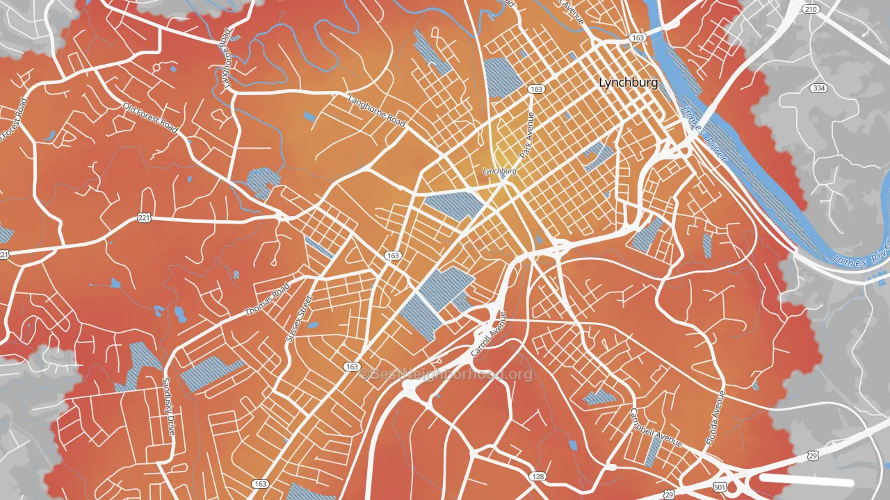 Transit Grade map of Miller Park, Lynchburg, VA