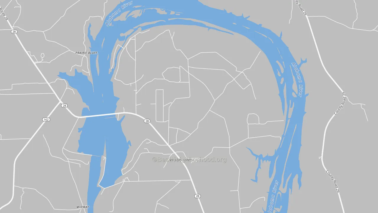 Transit Grade map of Millers Ferry, AL