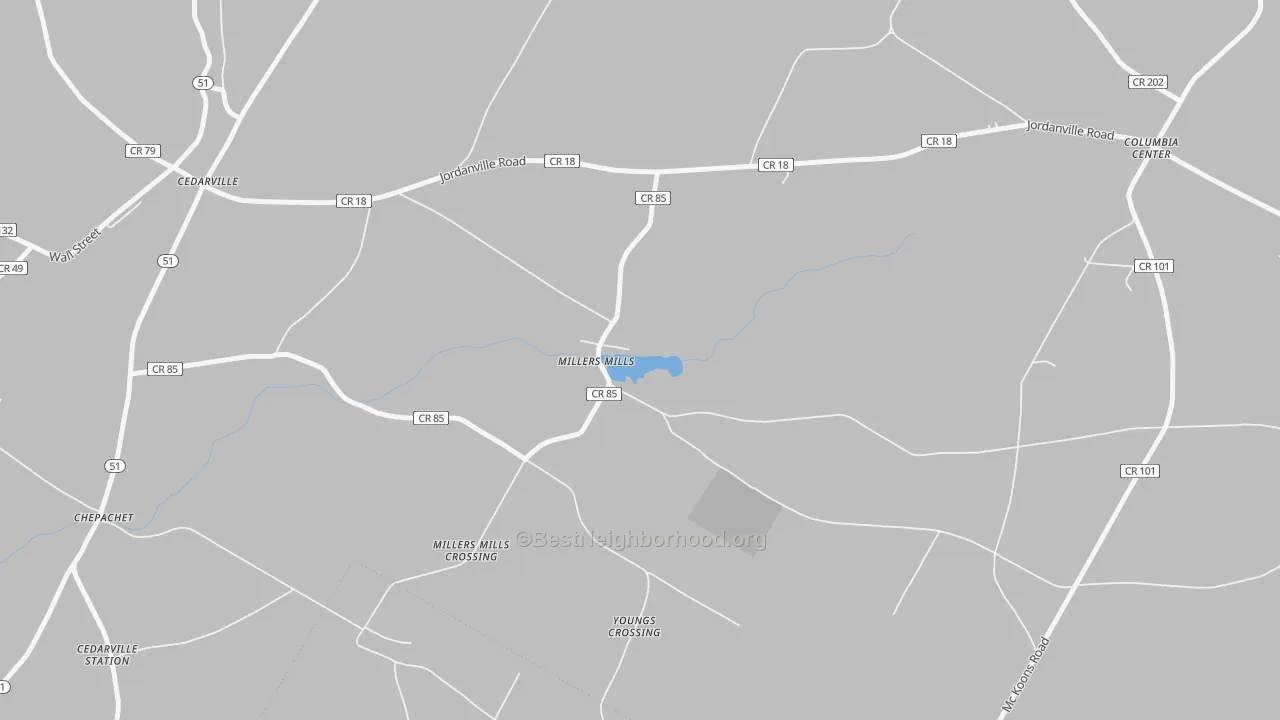 Transit Grade map of Millers Mills, NY