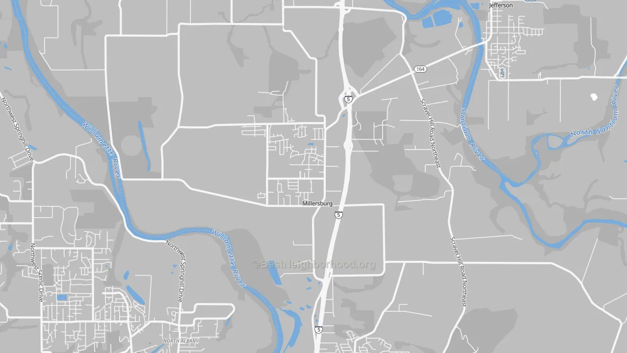 Transit Grade map of Millersburg, OR