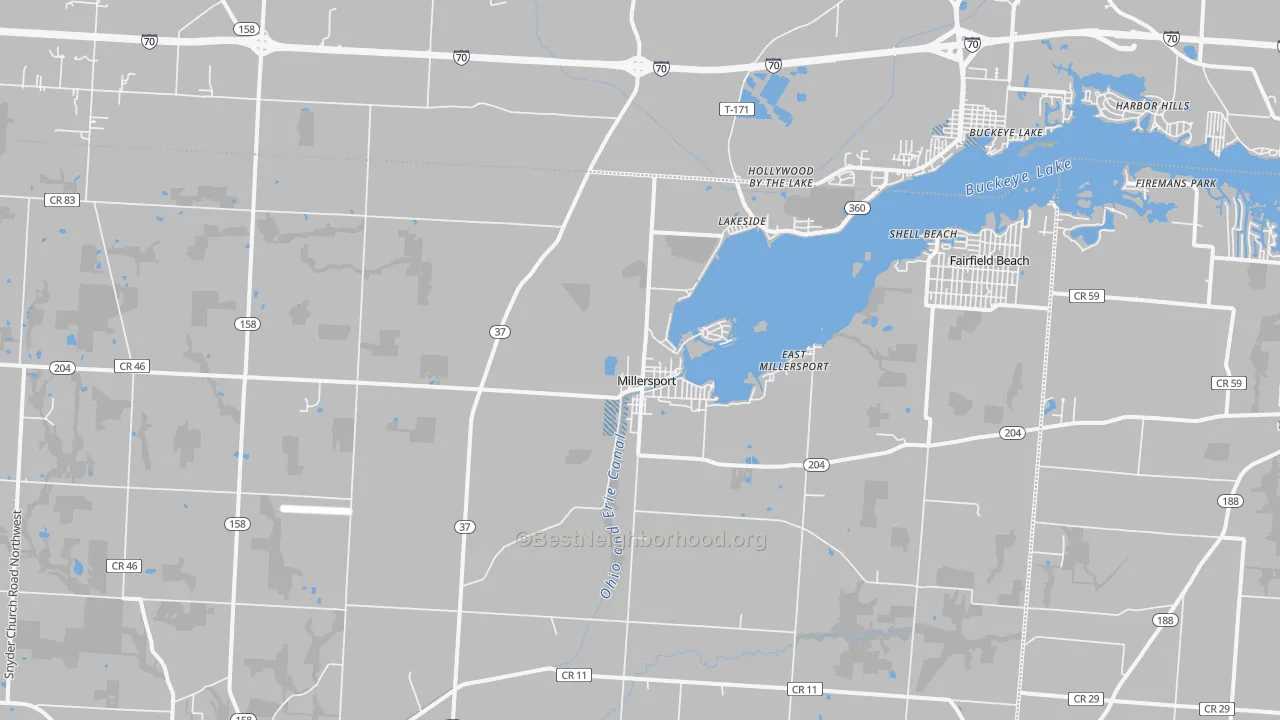 Transit Grade map of Millersport, OH