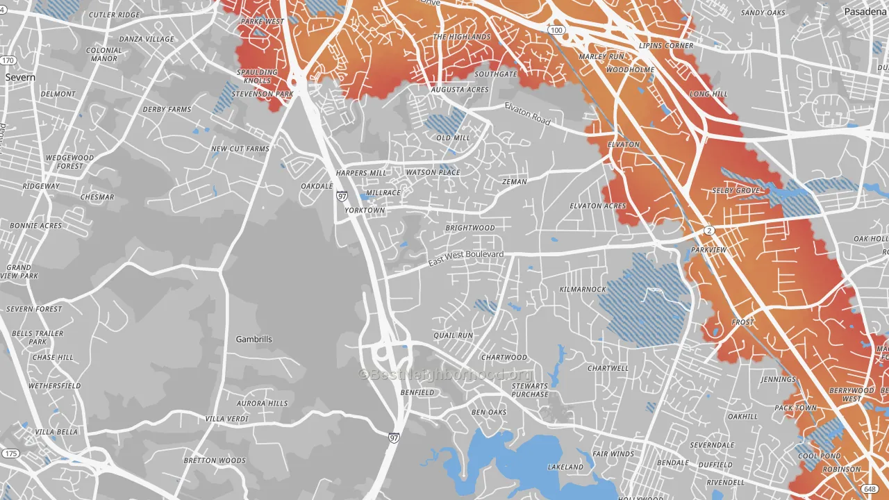 Transit Grade map of Millersville, MD