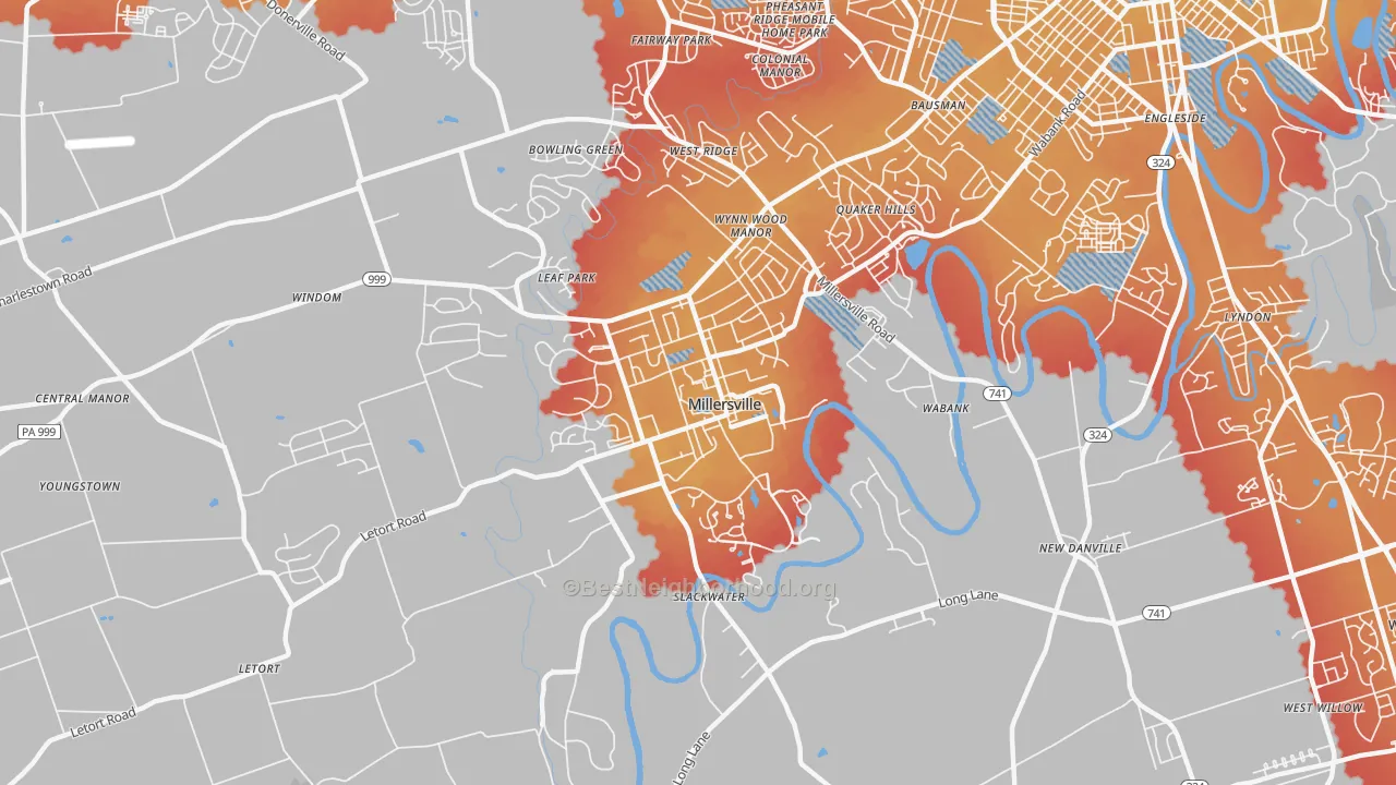 Transit Grade map of Millersville, PA