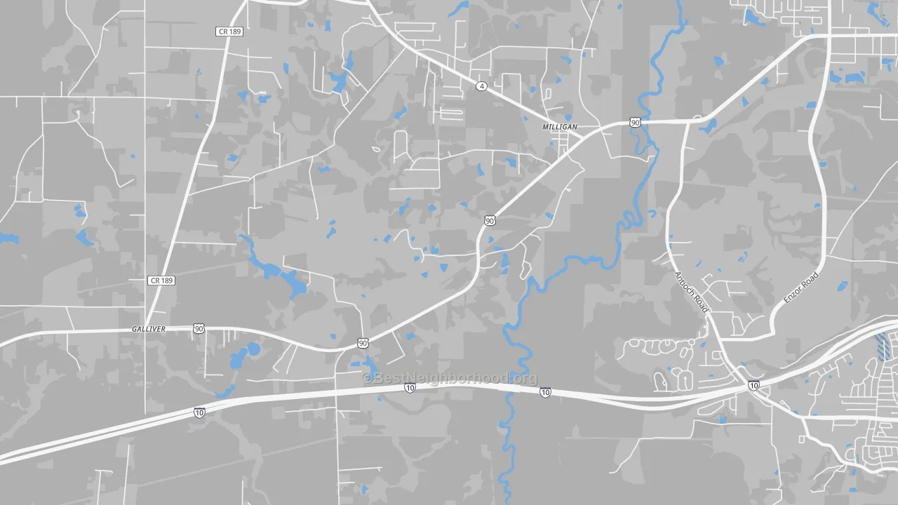 Transit Grade map of Milligan, FL