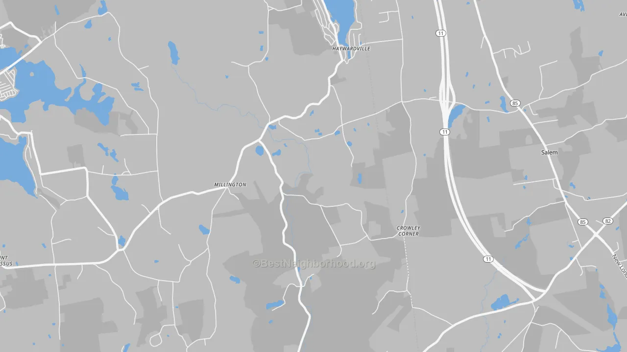 Transit Grade map of Millington, CT