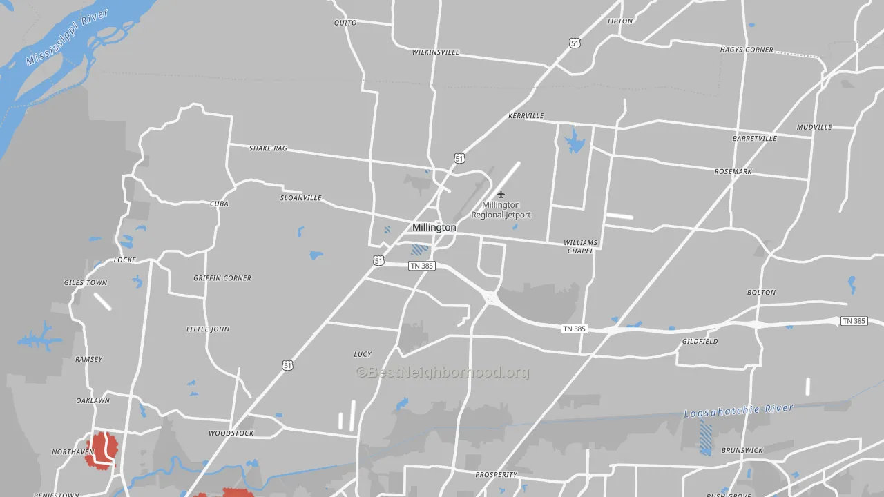 Transit Grade map of Millington, TN