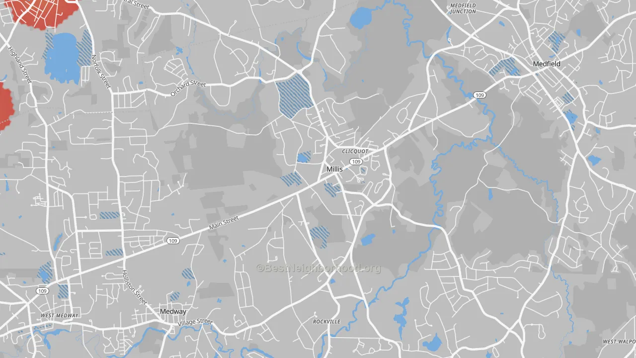 Transit Grade map of Millis, MA