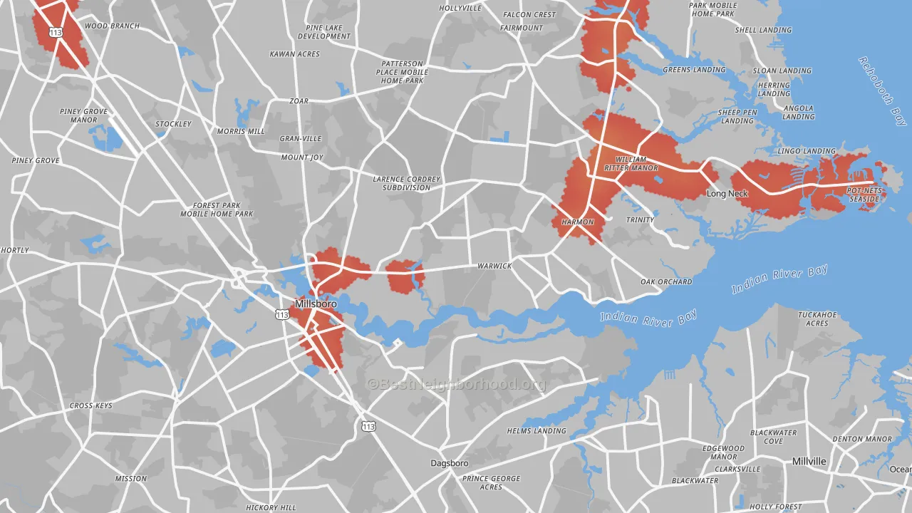 Transit Grade map of Millsboro, DE