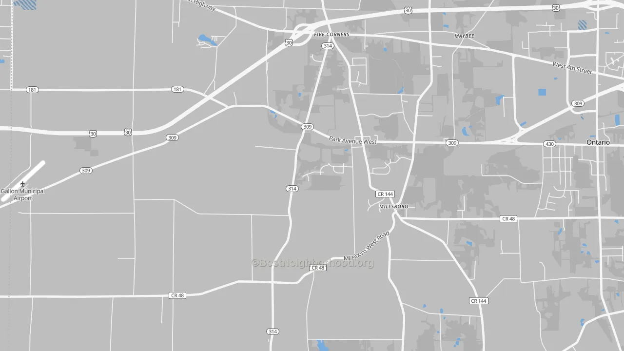 Transit Grade map of Millsboro, OH