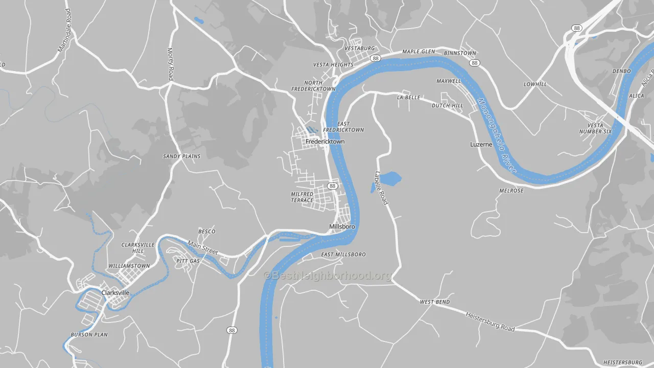 Transit Grade map of Millsboro, PA