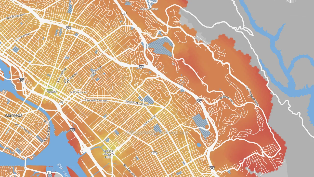 Transit Grade map of Millsmont, Oakland, CA