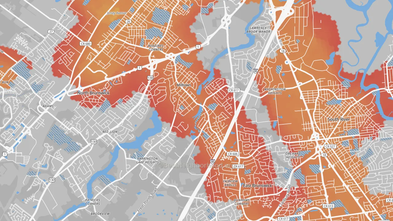 Transit Grade map of Milltown, NJ