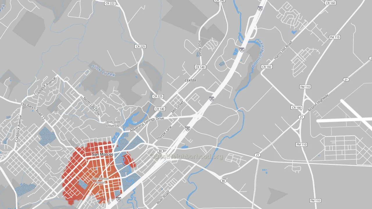 Transit Grade map of Millview East, San Marcos, TX