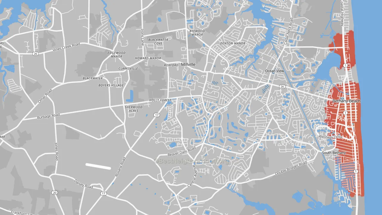 Transit Grade map of Millville, DE