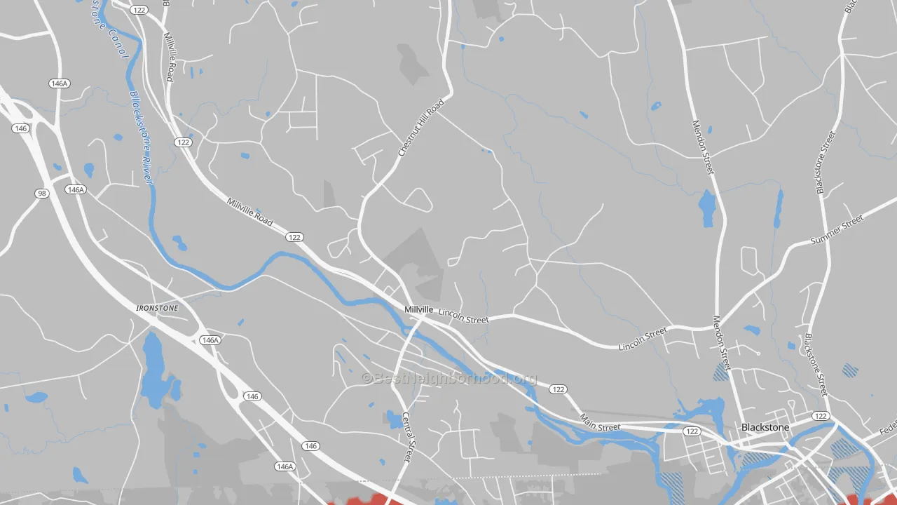Transit Grade map of Millville, MA