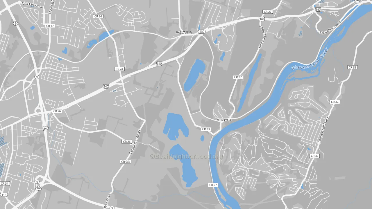 Transit Grade map of Millville, WV
