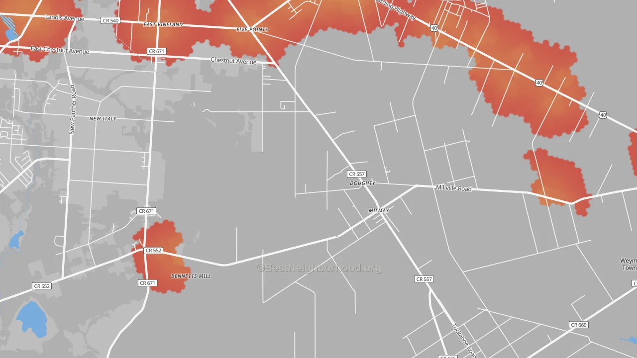 Transit Grade map of Milmay, NJ