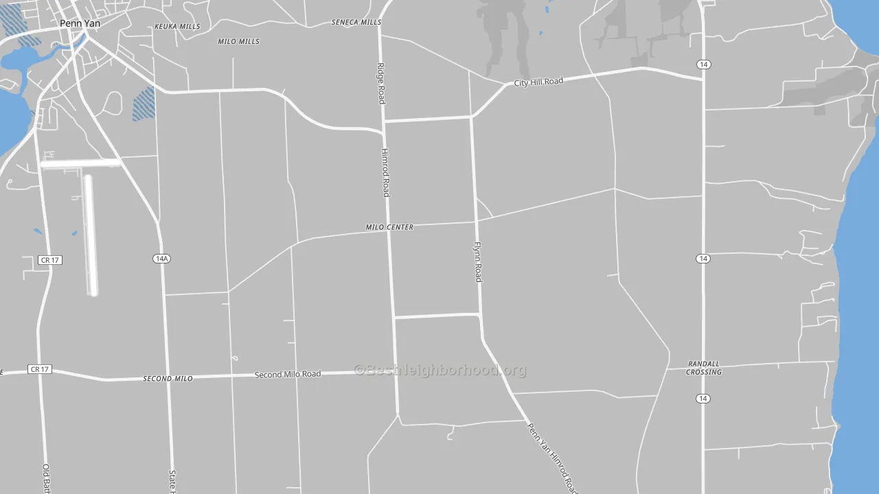 Transit Grade map of Milo Center, NY