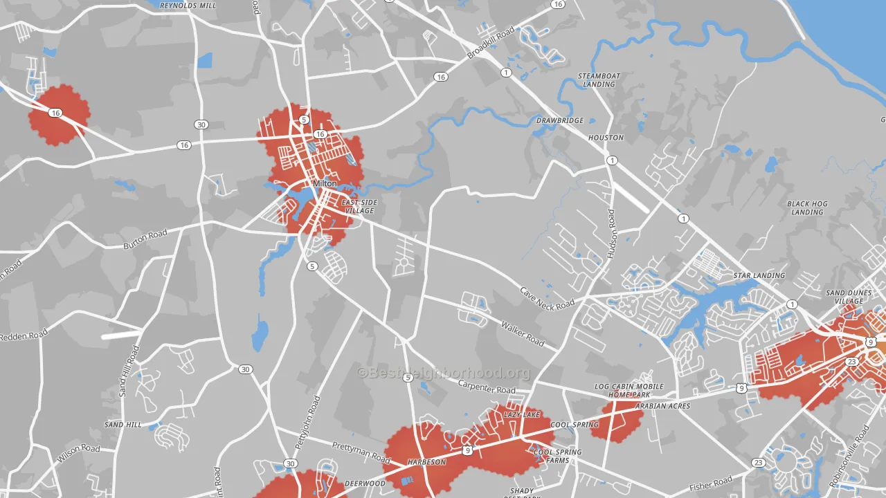 Transit Grade map of Milton, DE