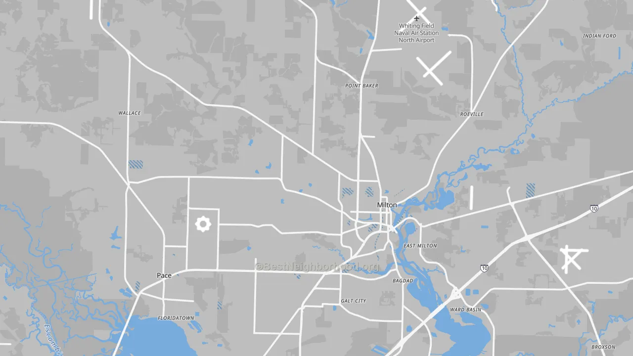 Transit Grade map of Milton, FL