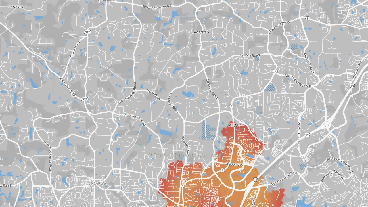Transit Grade map of Milton, GA