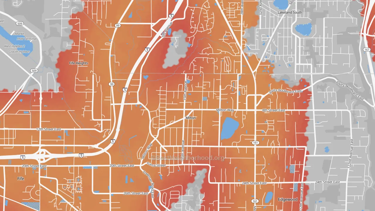 Transit Grade map of Milton, WA
