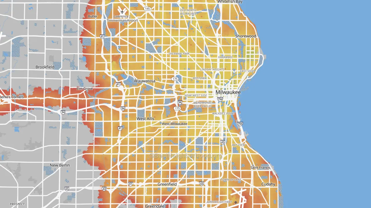 Transit Grade map of Milwaukee County, WI