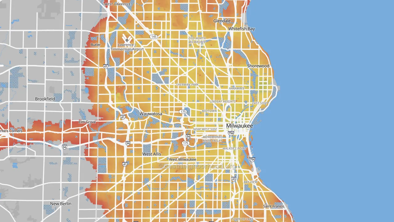 Transit Grade map of Milwaukee, WI