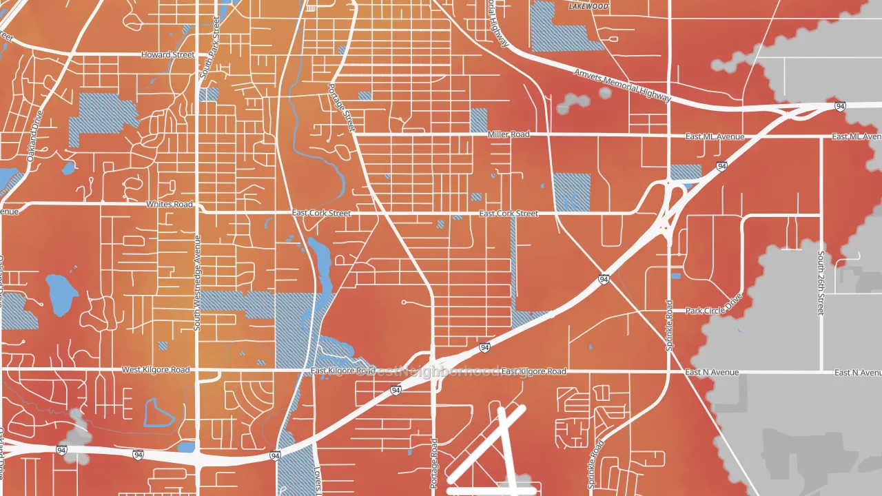 Transit Grade map of Milwood, Kalamazoo, MI