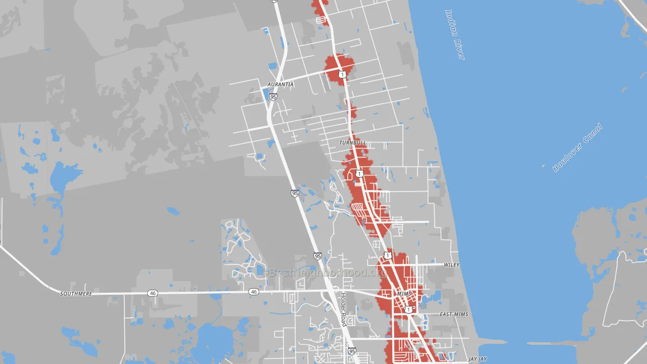 Transit Grade map of Mims, FL