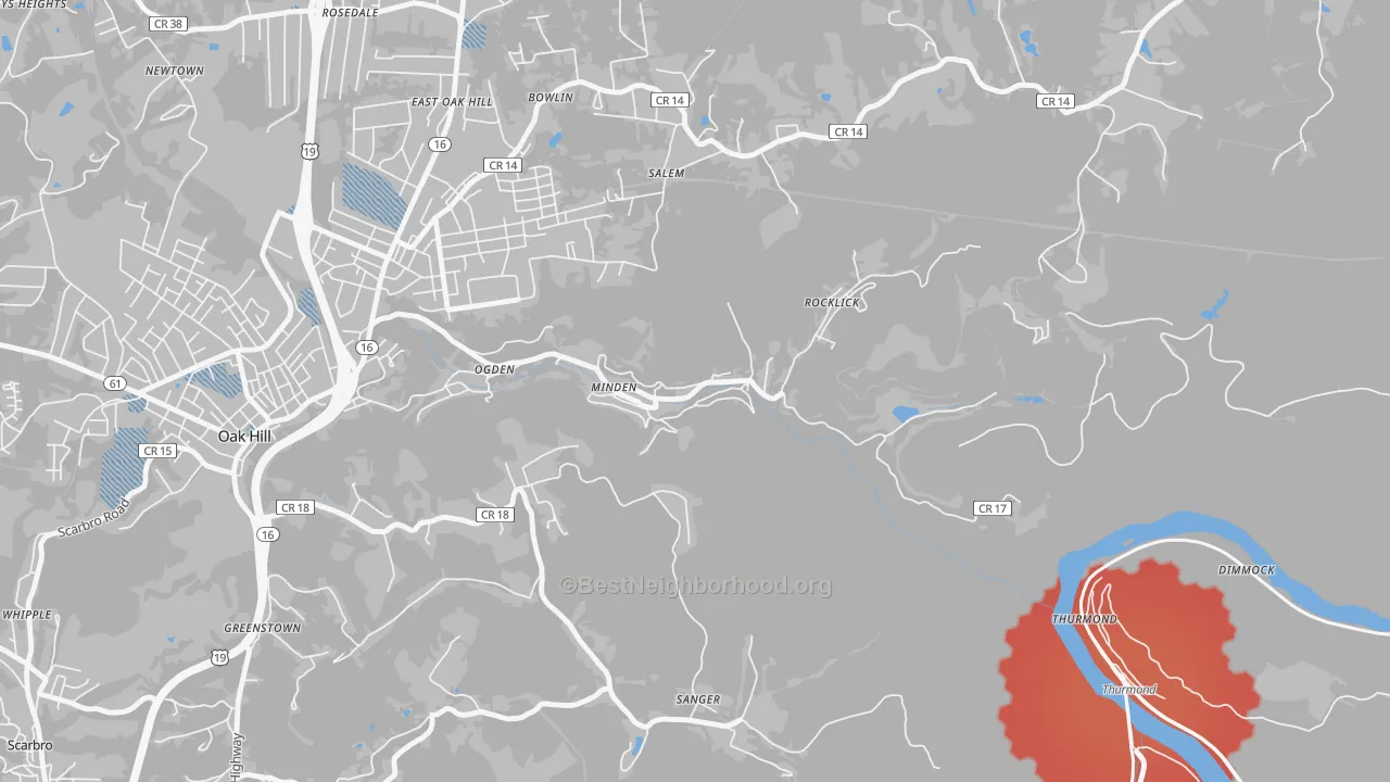 Transit Grade map of Minden, WV