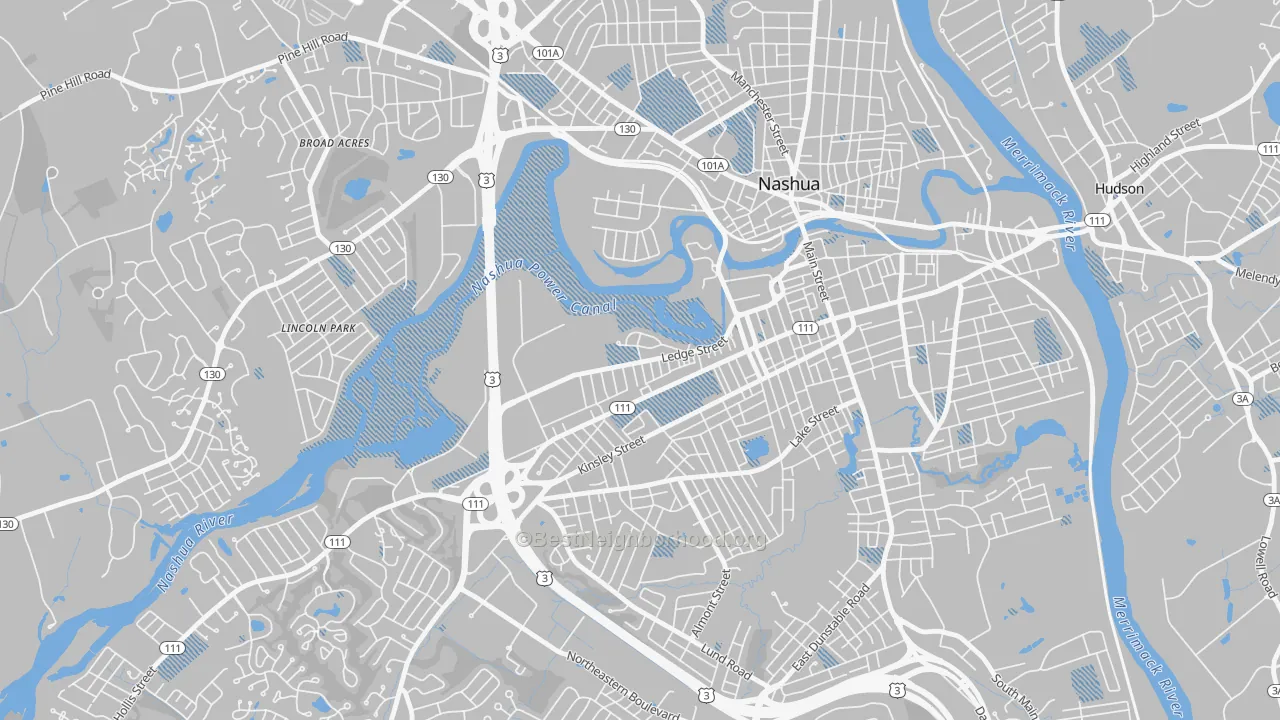 Transit Grade map of Mine Falls Park, Nashua, NH
