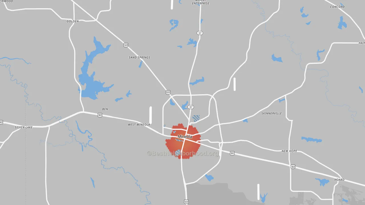 Transit Grade map of Mineola, TX