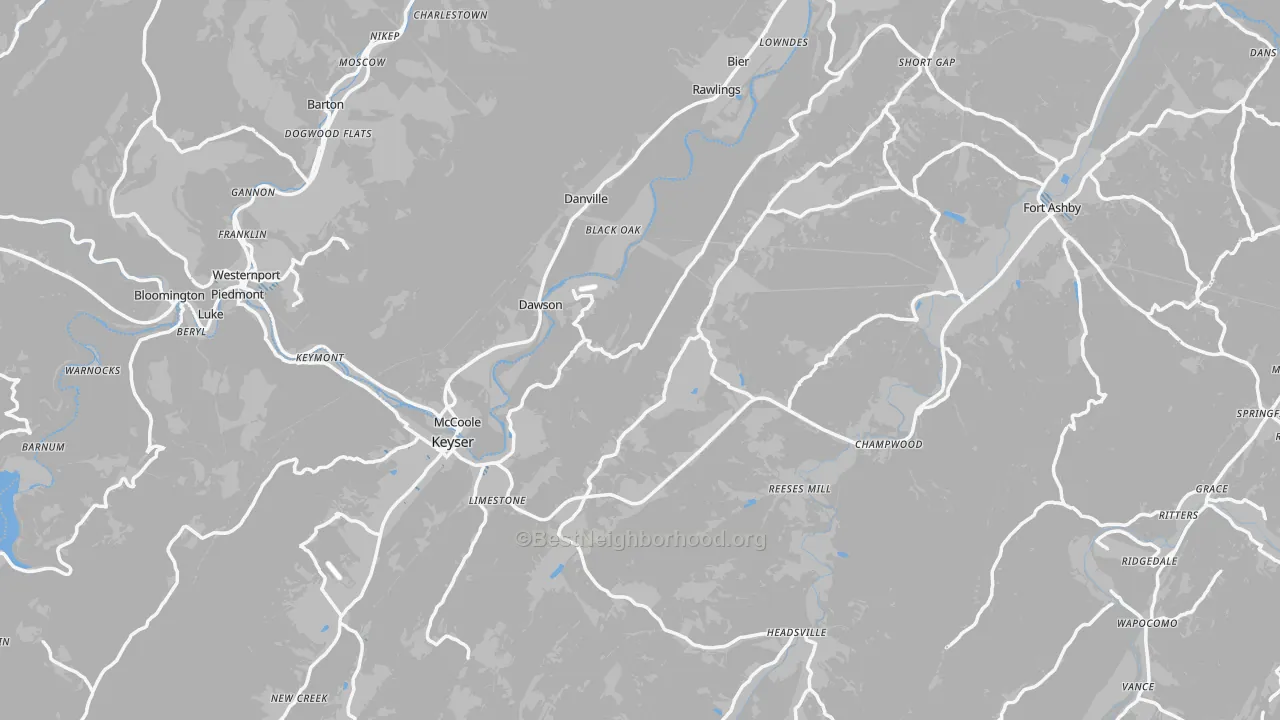 Transit Grade map of Mineral County, WV
