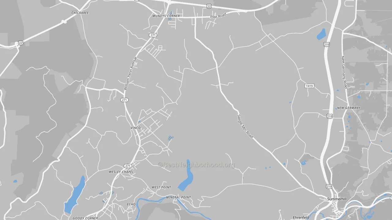 Transit Grade map of Mineral Point, PA