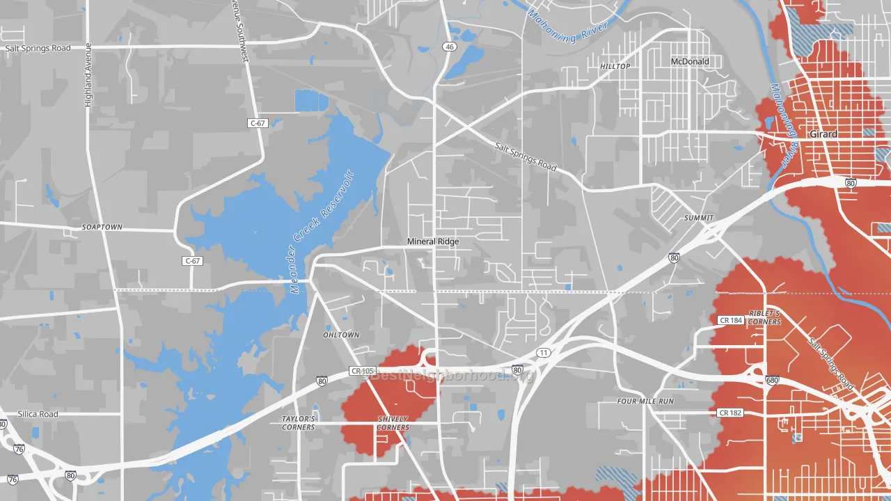 Transit Grade map of Mineral Ridge, OH